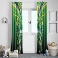 Rugby Cook Islands Avaiki Window Curtain Green Kuki Airani Tribal Maori Inspired - Polynesian Pride