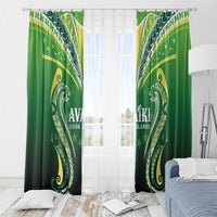 Rugby Cook Islands Avaiki Window Curtain Green Kuki Airani Tribal Maori Inspired - Polynesian Pride