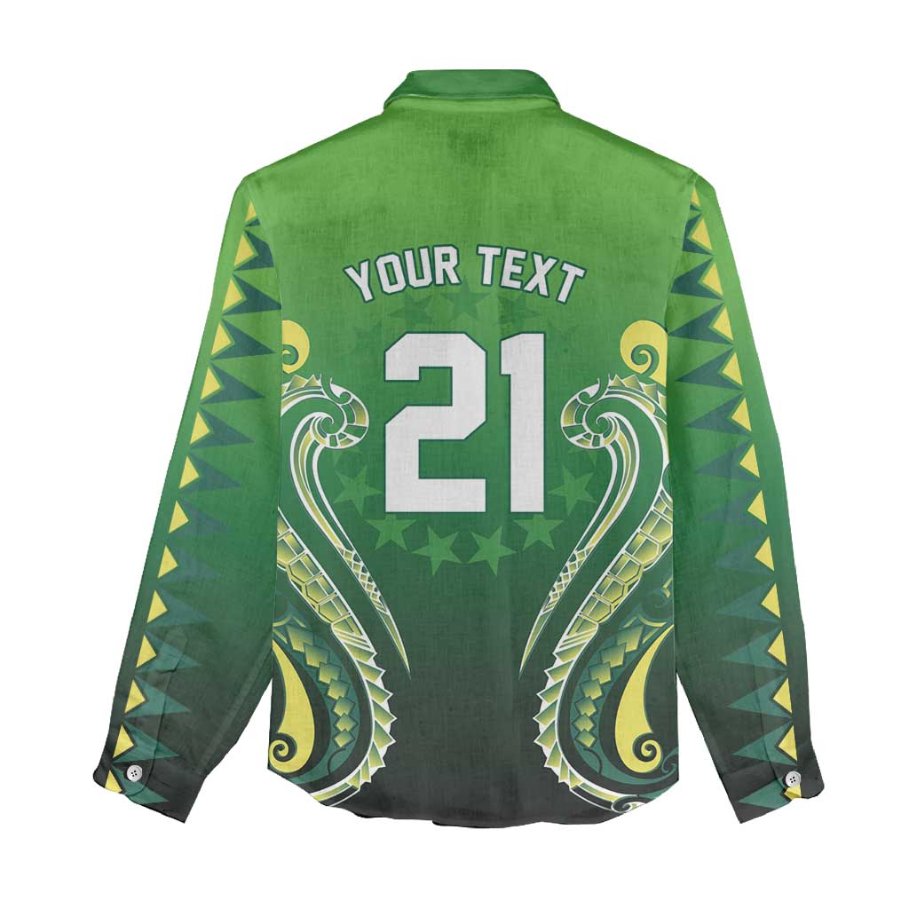 Custom Rugby Cook Islands Avaiki Women Casual Shirt Green Kuki Airani Tribal Maori Inspired - Polynesian Pride