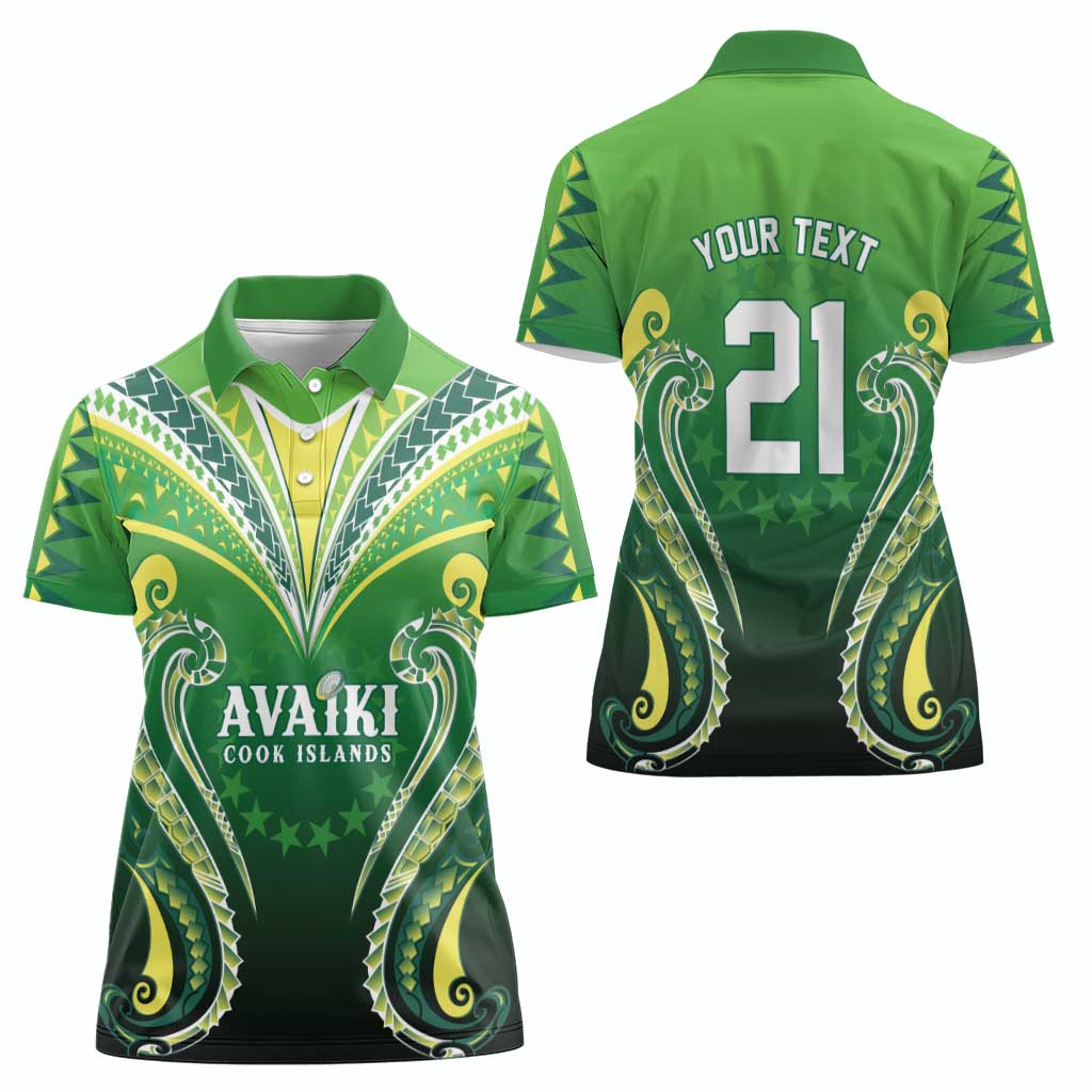 Custom Rugby Cook Islands Avaiki Women Polo Shirt Green Kuki Airani Tribal Maori Inspired - Polynesian Pride