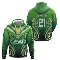 Custom Rugby Cook Islands Avaiki Zip Hoodie Green Kuki Airani Tribal Maori Inspired - Polynesian Pride