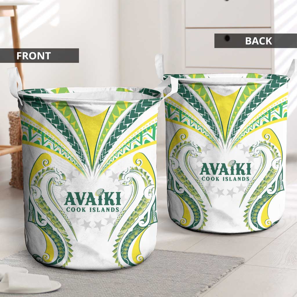 Rugby Cook Islands Avaiki Laundry Basket White Kuki Airani Tribal Maori Inspired - Polynesian Pride