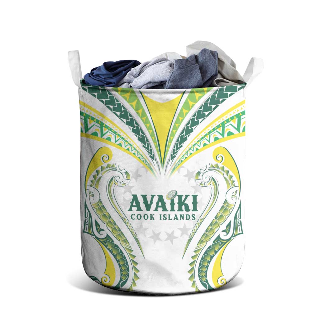Rugby Cook Islands Avaiki Laundry Basket White Kuki Airani Tribal Maori Inspired - Polynesian Pride