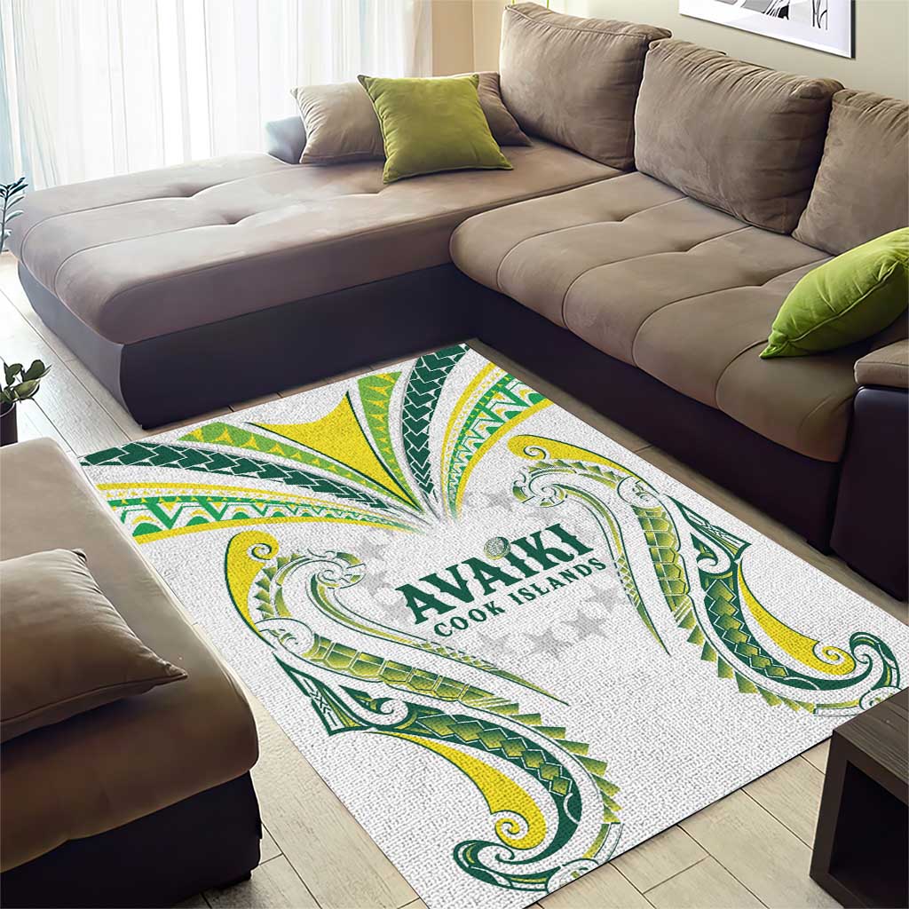 Rugby Cook Islands Avaiki Area Rug White Kuki Airani Tribal Maori Inspired - Polynesian Pride