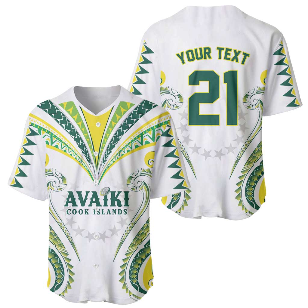 Custom Rugby Cook Islands Avaiki Baseball Jersey White Kuki Airani Tribal Maori Inspired - Polynesian Pride