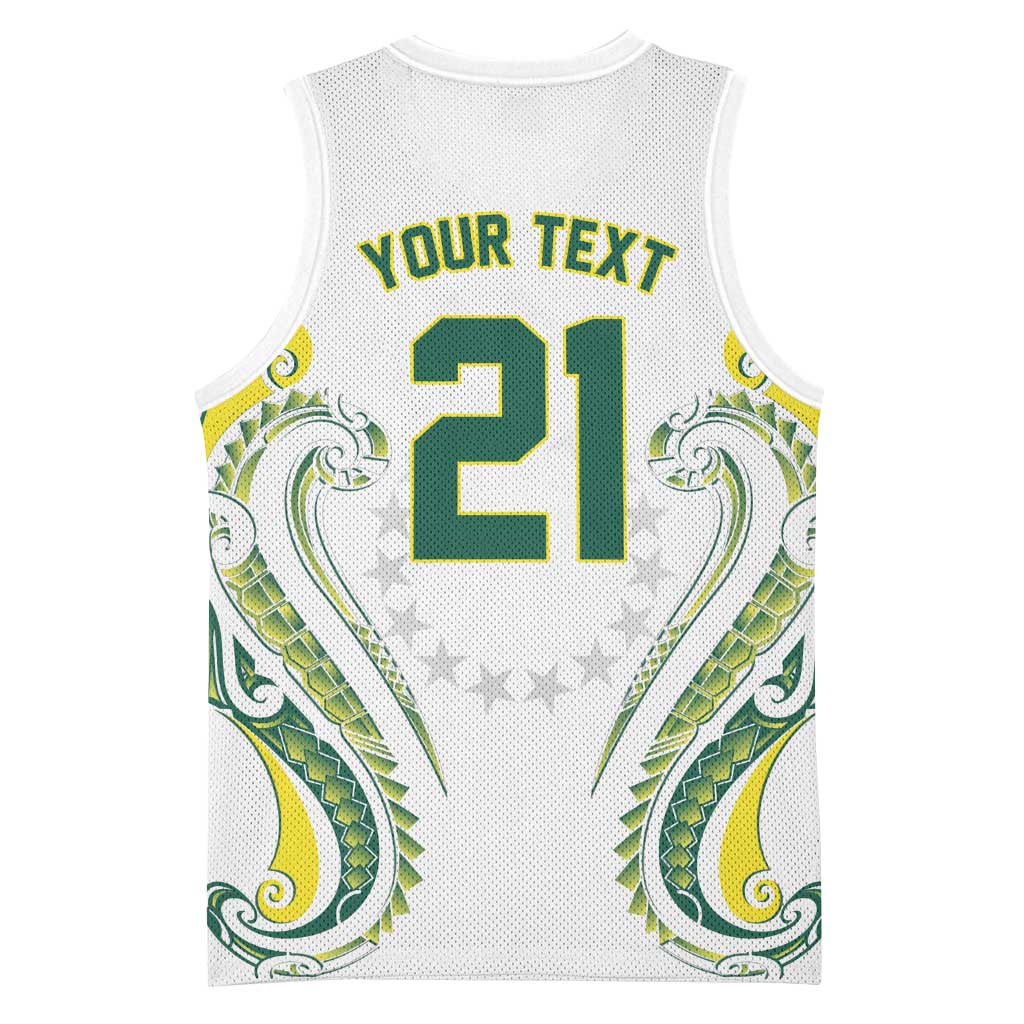 Custom Rugby Cook Islands Avaiki Basketball Jersey White Kuki Airani Tribal Maori Inspired - Polynesian Pride