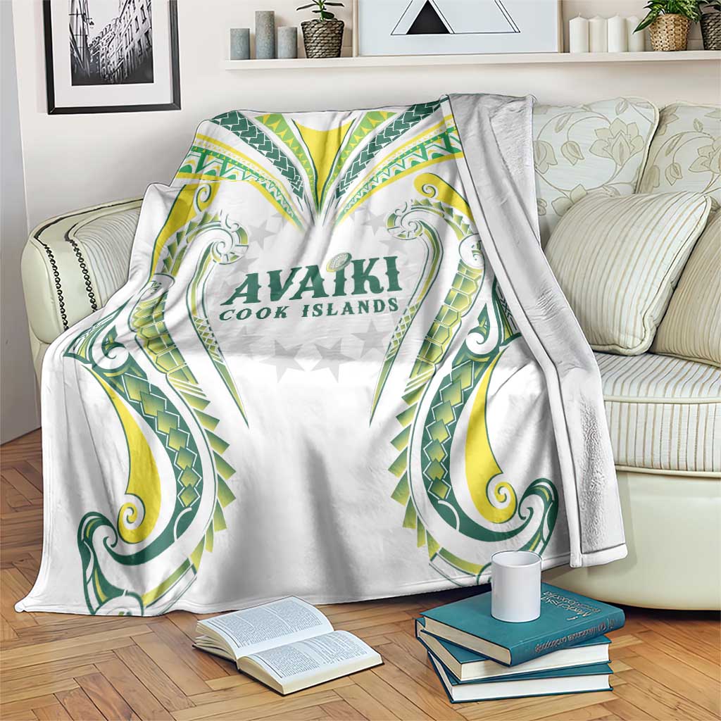 Rugby Cook Islands Avaiki Blanket White Kuki Airani Tribal Maori Inspired - Polynesian Pride