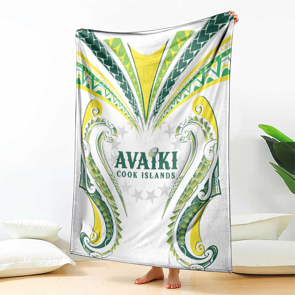 Rugby Cook Islands Avaiki Blanket White Kuki Airani Tribal Maori Inspired - Polynesian Pride