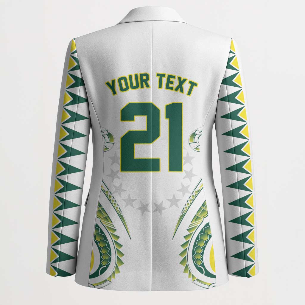 Custom Rugby Cook Islands Avaiki Blazer White Kuki Airani Tribal Maori Inspired - Polynesian Pride