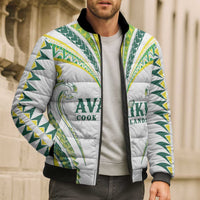 Custom Rugby Cook Islands Avaiki Bomber Puffer Jacket White Kuki Airani Tribal Maori Inspired - Polynesian Pride