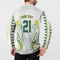 Custom Rugby Cook Islands Avaiki Button Sweatshirt White Kuki Airani Tribal Maori Inspired - Polynesian Pride