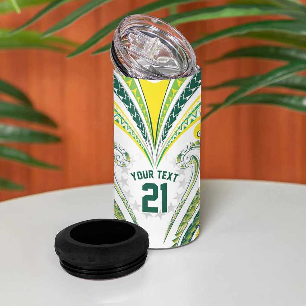 Custom Rugby Cook Islands Avaiki 4 in 1 Can Cooler Tumbler White Kuki Airani Tribal Maori Inspired - Polynesian Pride