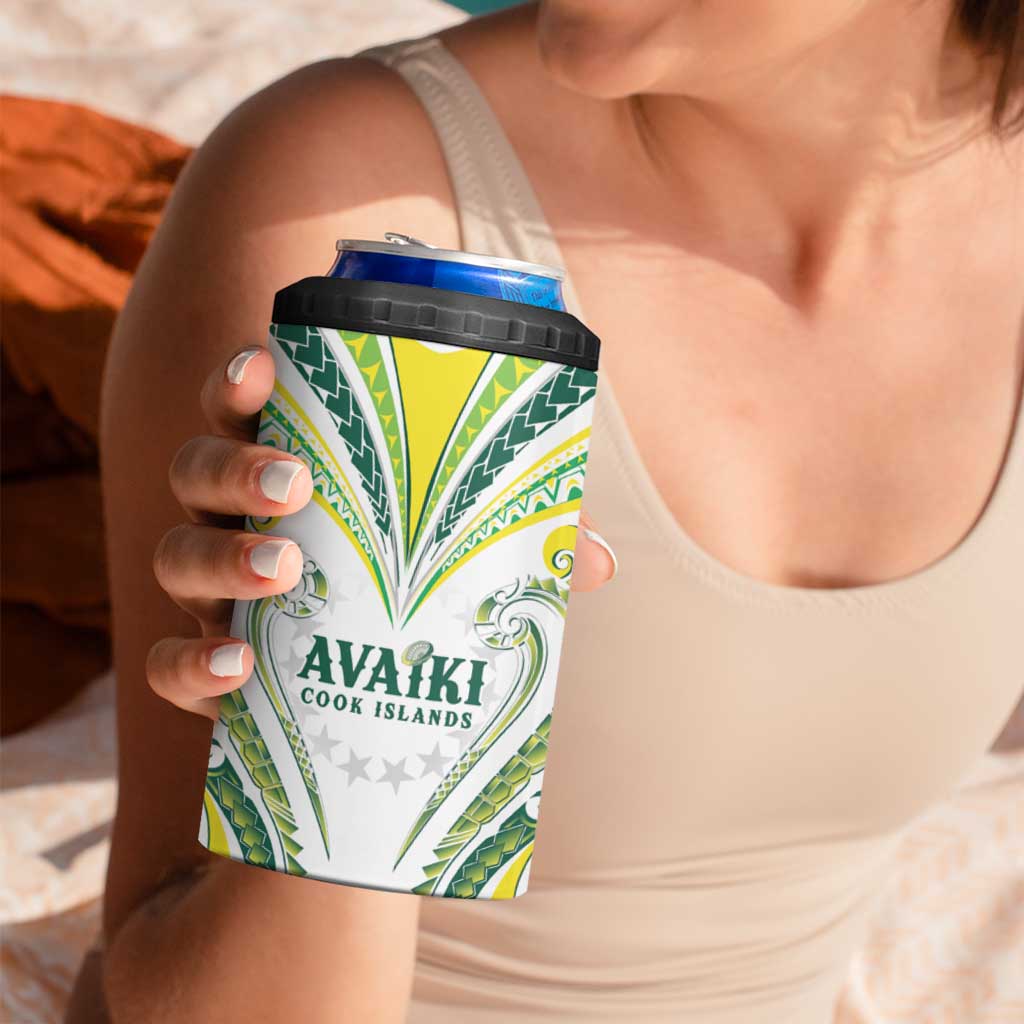 Custom Rugby Cook Islands Avaiki 4 in 1 Can Cooler Tumbler White Kuki Airani Tribal Maori Inspired - Polynesian Pride