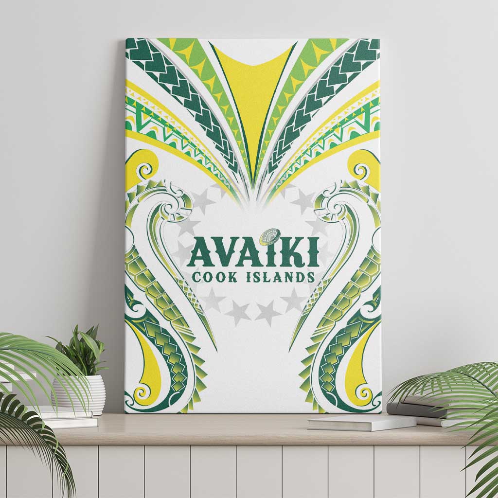 Rugby Cook Islands Avaiki Canvas Wall Art White Kuki Airani Tribal Maori Inspired - Polynesian Pride