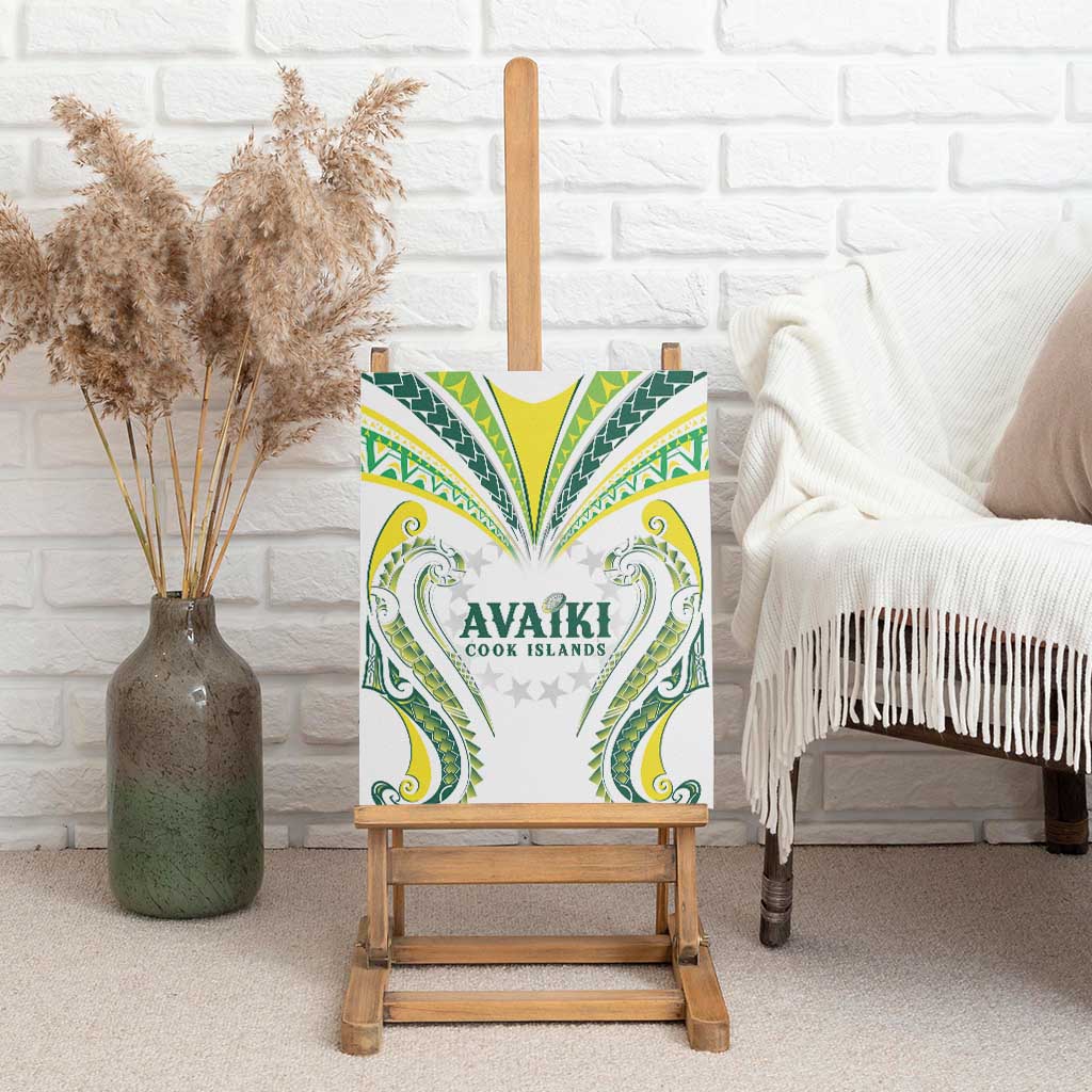 Rugby Cook Islands Avaiki Canvas Wall Art White Kuki Airani Tribal Maori Inspired - Polynesian Pride