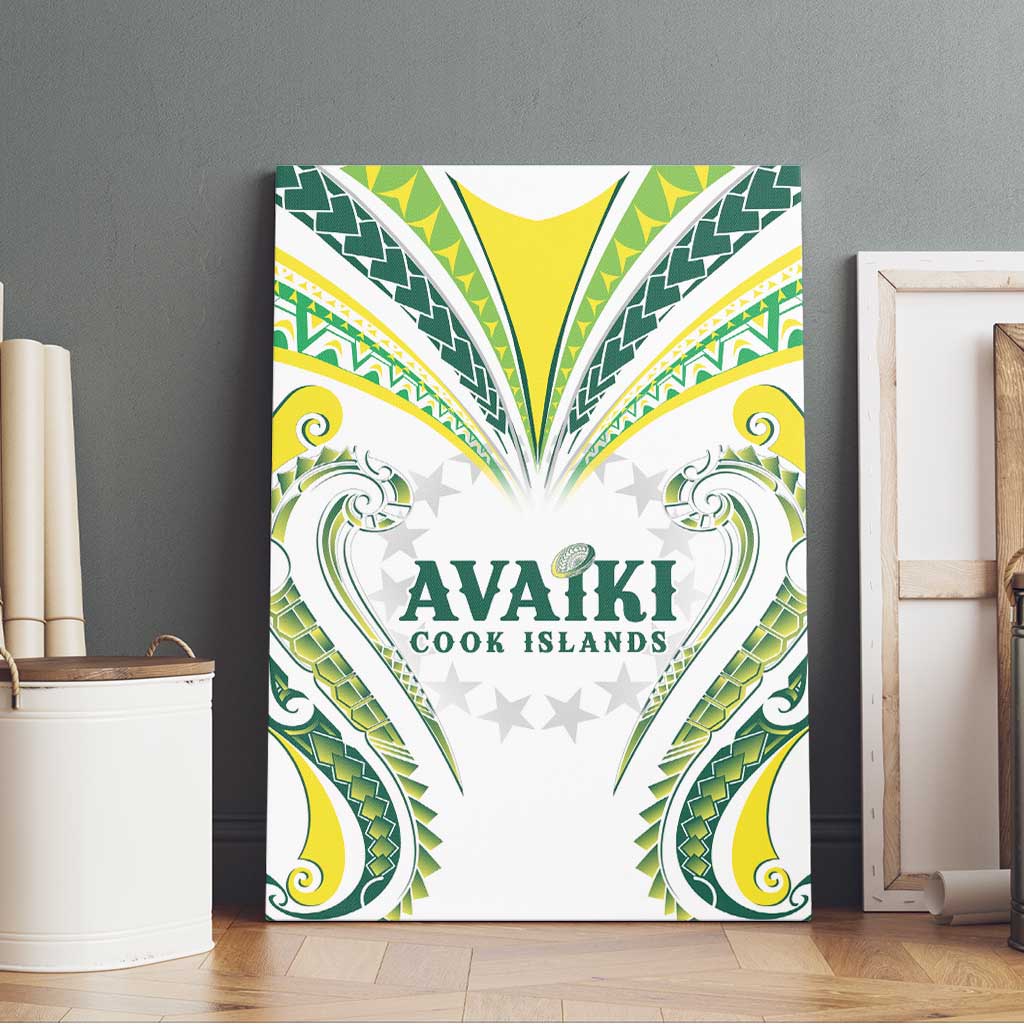 Rugby Cook Islands Avaiki Canvas Wall Art White Kuki Airani Tribal Maori Inspired - Polynesian Pride