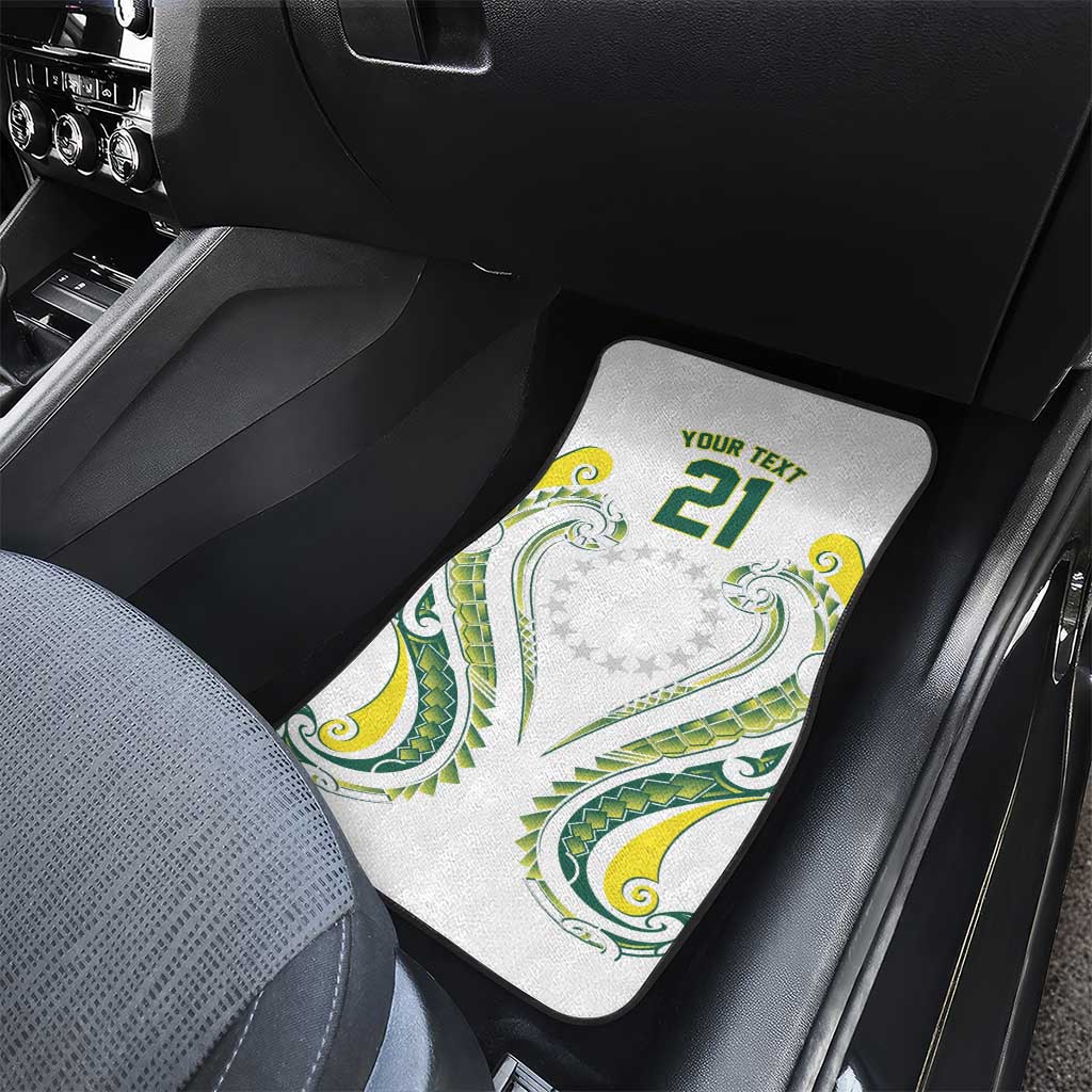 Custom Rugby Cook Islands Avaiki Car Mats White Kuki Airani Tribal Maori Inspired - Polynesian Pride