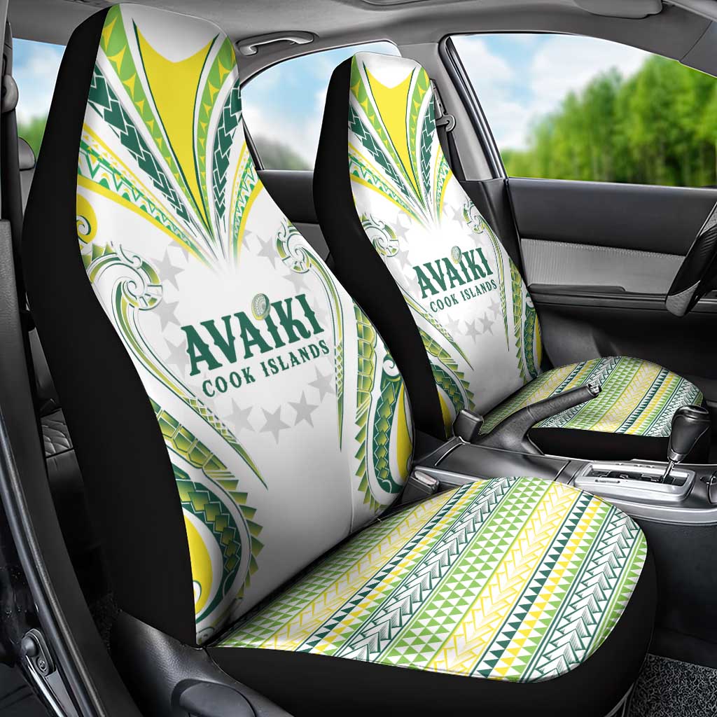 Rugby Cook Islands Avaiki Car Seat Cover White Kuki Airani Tribal Maori Inspired - Polynesian Pride