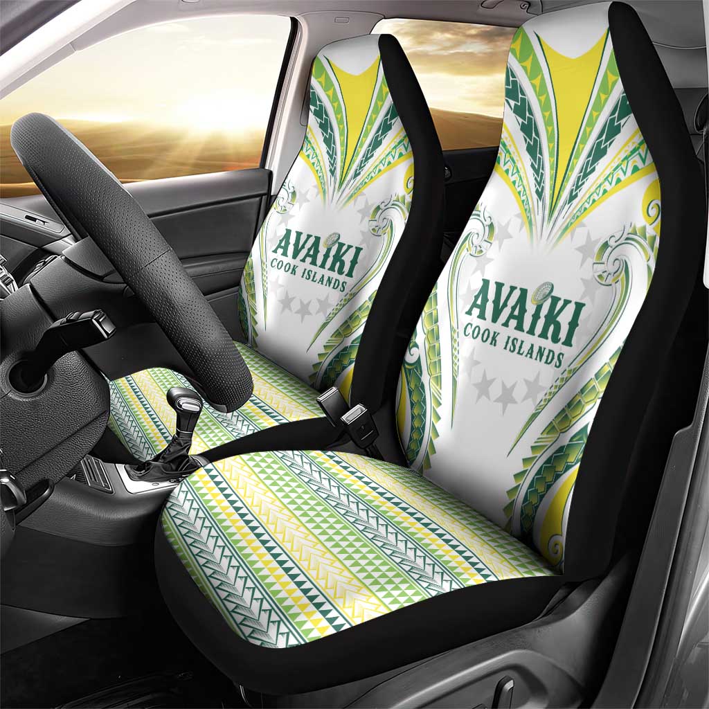 Rugby Cook Islands Avaiki Car Seat Cover White Kuki Airani Tribal Maori Inspired - Polynesian Pride