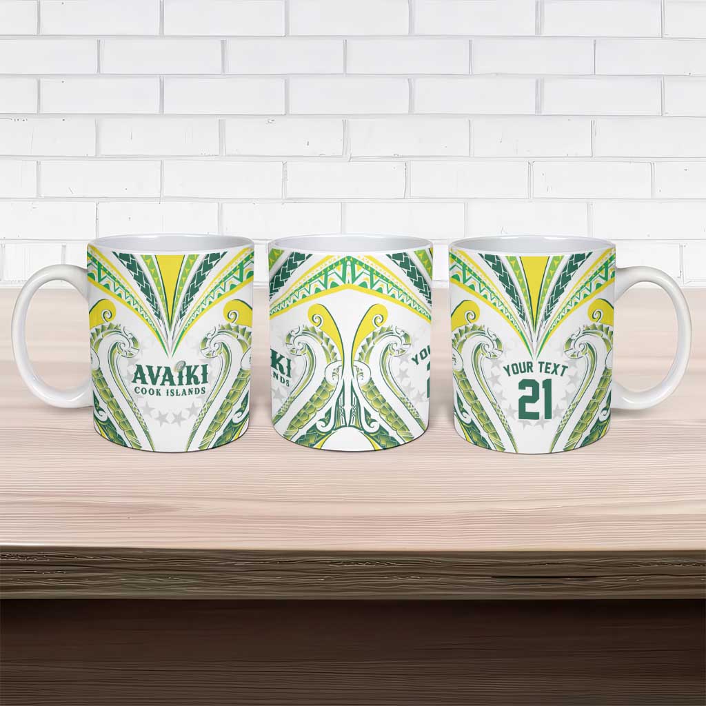 Custom Rugby Cook Islands Avaiki Ceramic Mug White Kuki Airani Tribal Maori Inspired - Polynesian Pride