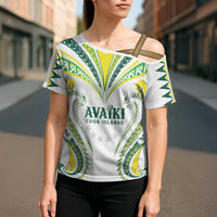 Custom Rugby Cook Islands Avaiki Cross Shoulder Shirt White Kuki Airani Tribal Maori Inspired - Polynesian Pride