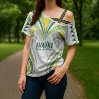 Custom Rugby Cook Islands Avaiki Cross Shoulder Shirt White Kuki Airani Tribal Maori Inspired - Polynesian Pride