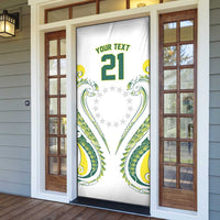 Custom Rugby Cook Islands Avaiki Door Cover White Kuki Airani Tribal Maori Inspired - Polynesian Pride