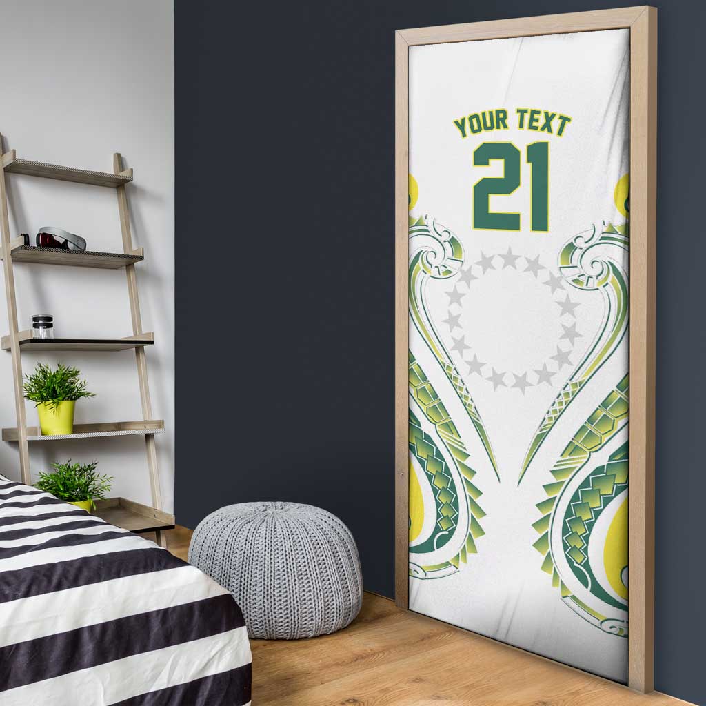 Custom Rugby Cook Islands Avaiki Door Cover White Kuki Airani Tribal Maori Inspired - Polynesian Pride