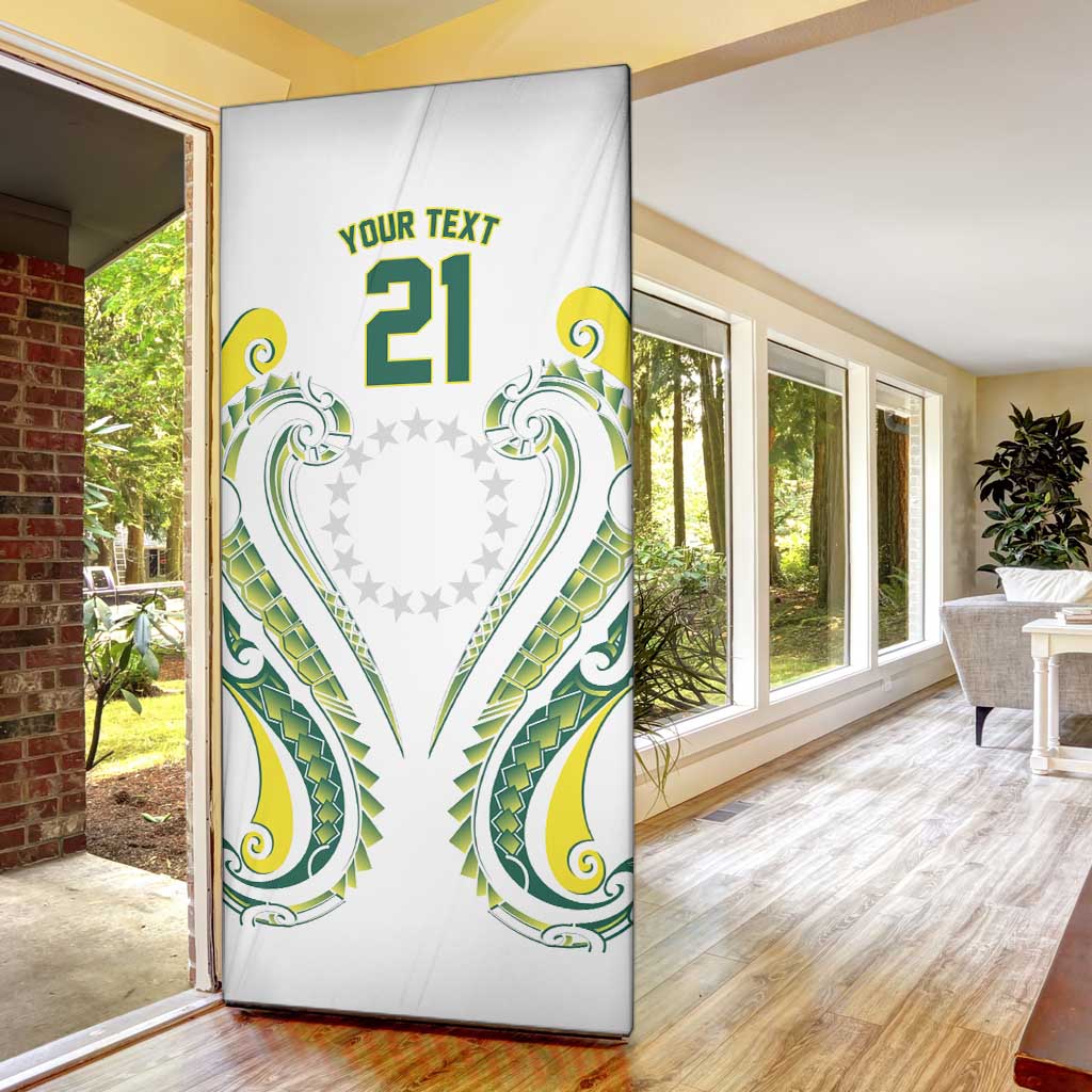 Custom Rugby Cook Islands Avaiki Door Cover White Kuki Airani Tribal Maori Inspired - Polynesian Pride