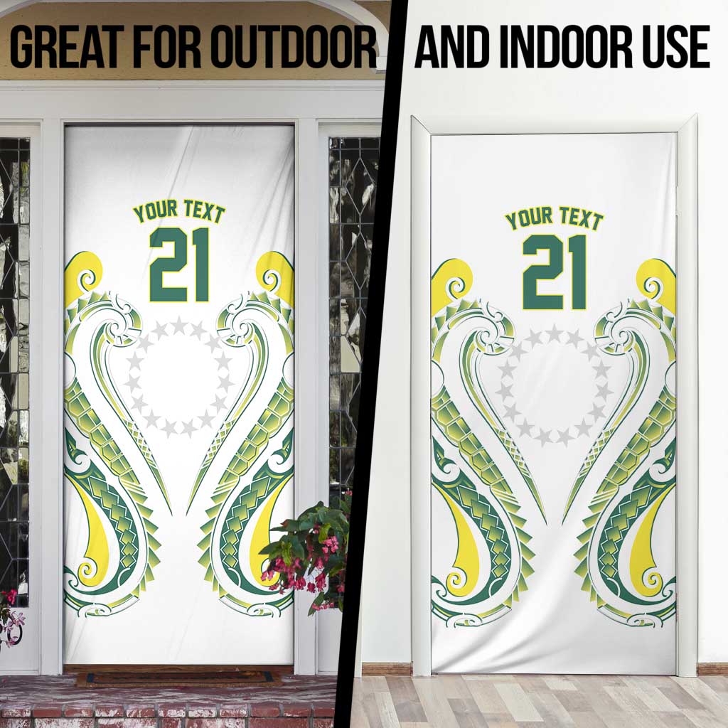 Custom Rugby Cook Islands Avaiki Door Cover White Kuki Airani Tribal Maori Inspired - Polynesian Pride