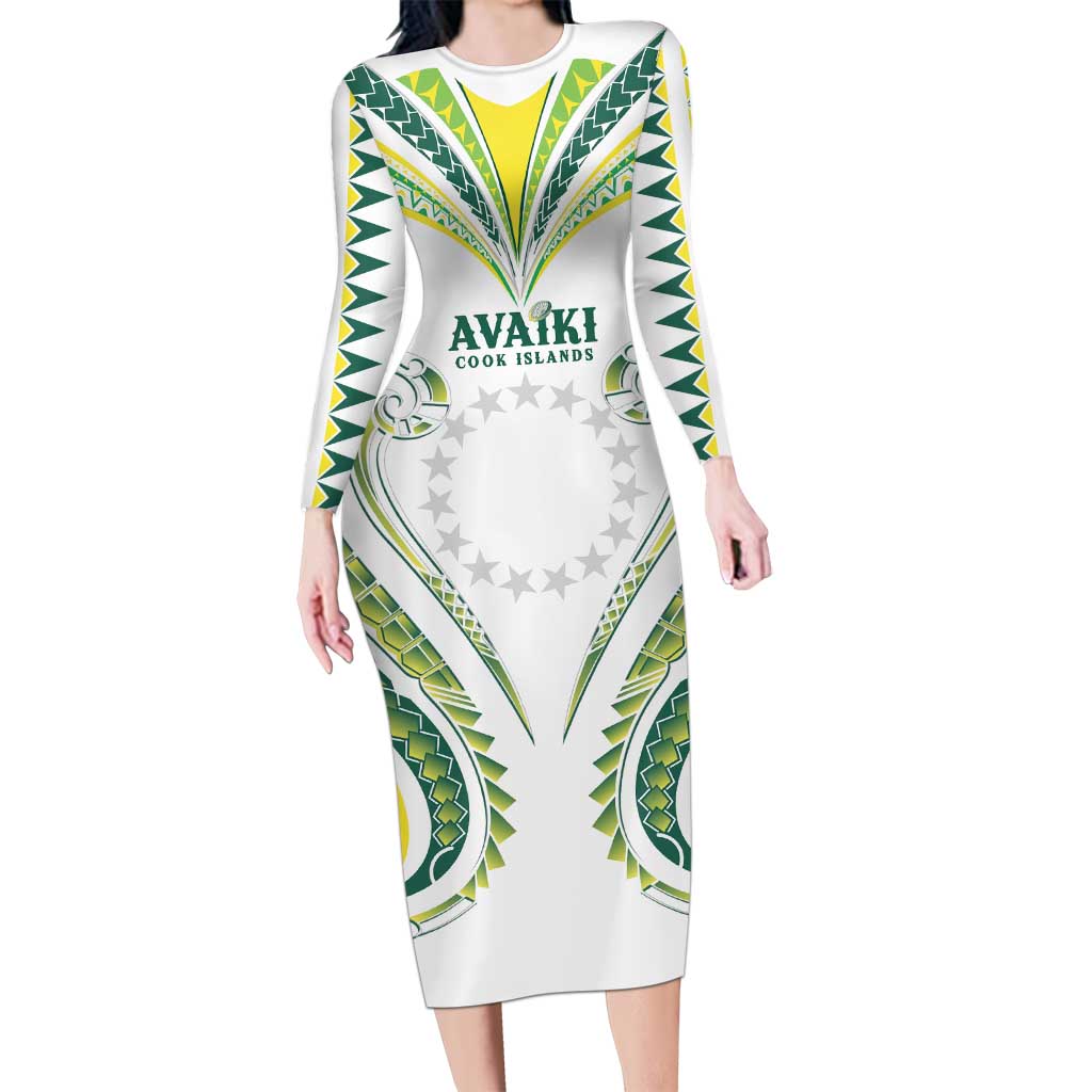 Custom Rugby Cook Islands Avaiki Family Matching Long Sleeve Bodycon Dress and Hawaiian Shirt White Kuki Airani Tribal Maori Inspired - Polynesian Pride