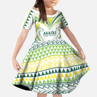 Custom Rugby Cook Islands Avaiki Family Matching Off The Shoulder Long Sleeve Dress and Hawaiian Shirt White Kuki Airani Tribal Maori Inspired - Polynesian Pride