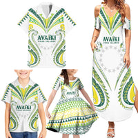 Custom Rugby Cook Islands Avaiki Family Matching Summer Maxi Dress and Hawaiian Shirt White Kuki Airani Tribal Maori Inspired - Polynesian Pride