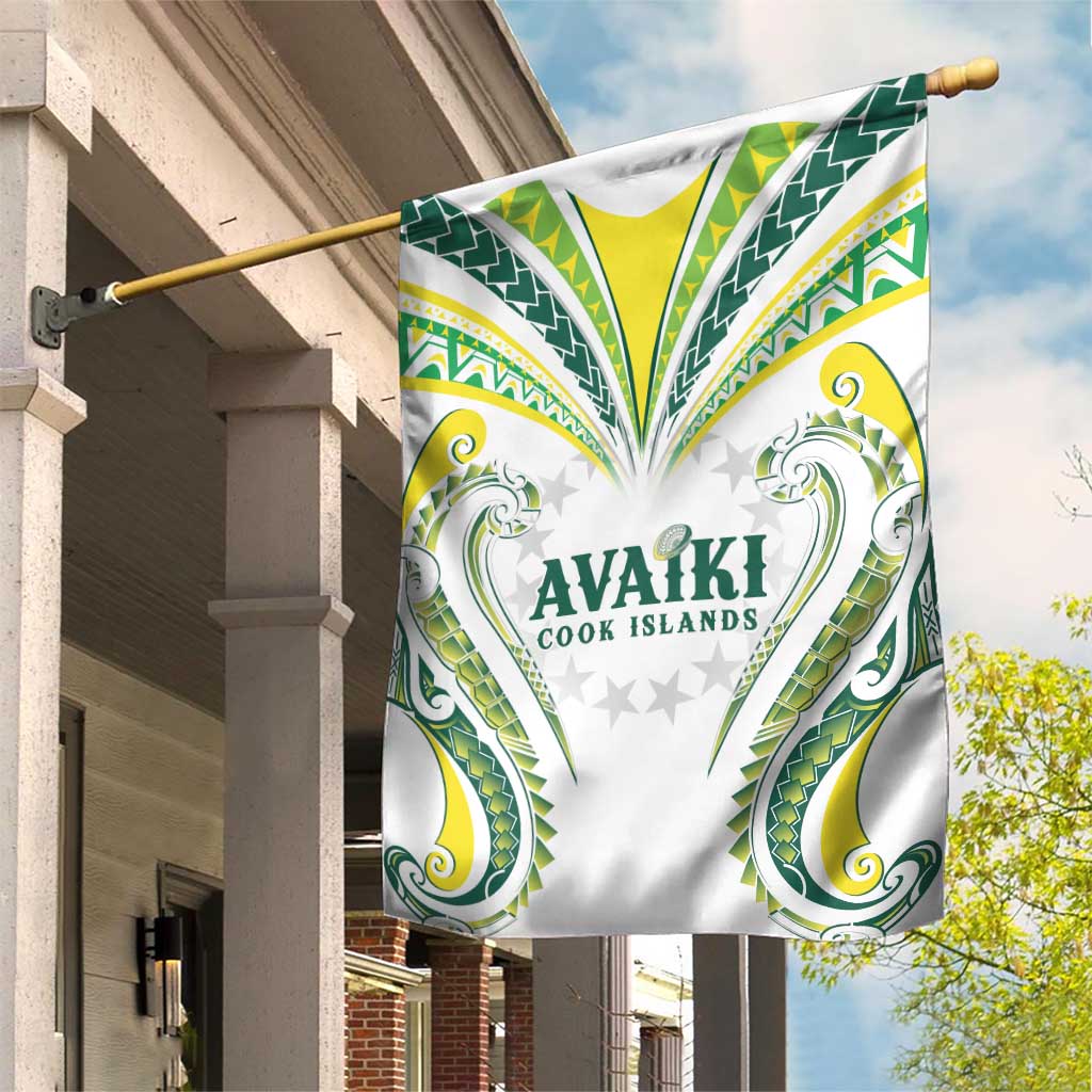 Rugby Cook Islands Avaiki Garden Flag White Kuki Airani Tribal Maori Inspired - Polynesian Pride