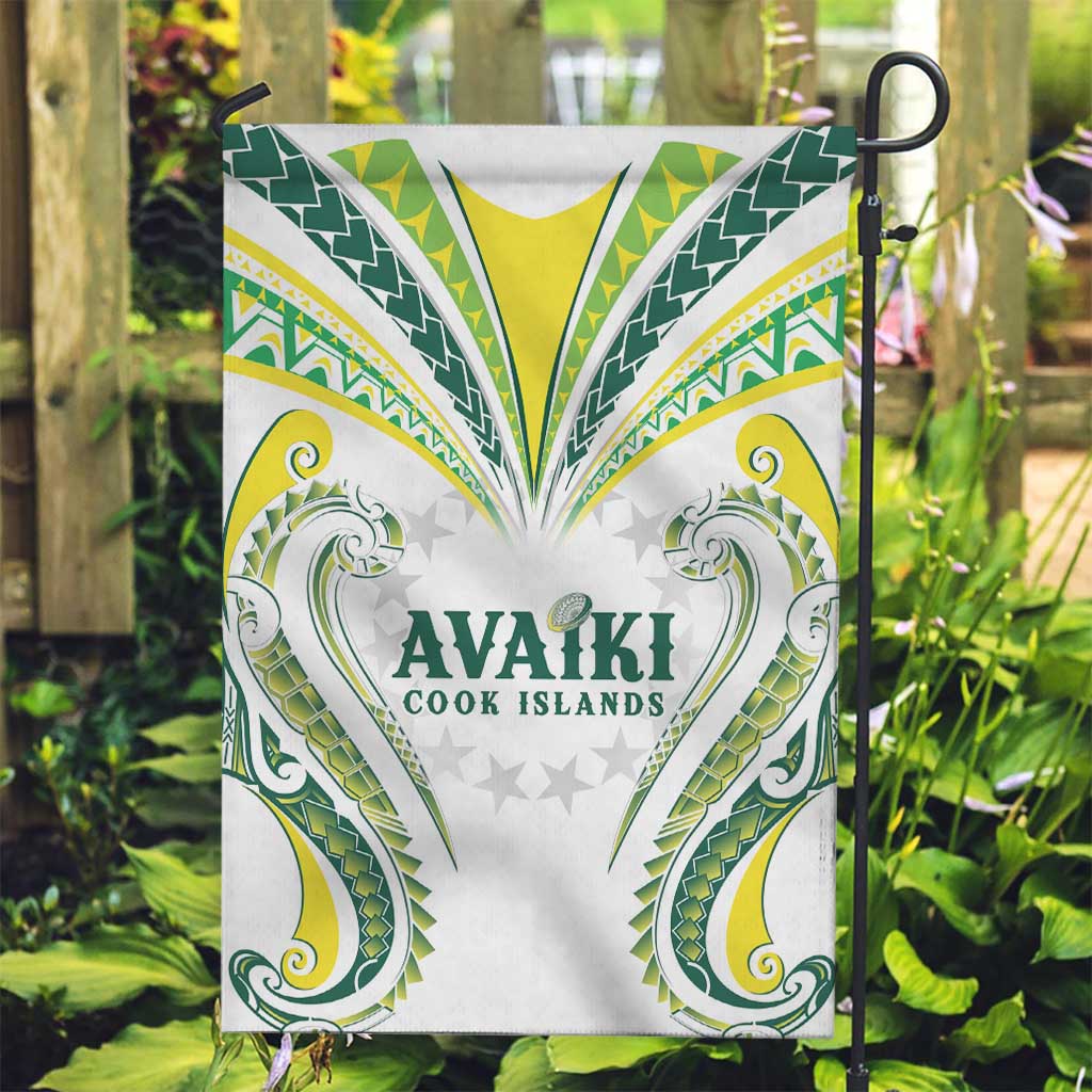 Rugby Cook Islands Avaiki Garden Flag White Kuki Airani Tribal Maori Inspired - Polynesian Pride