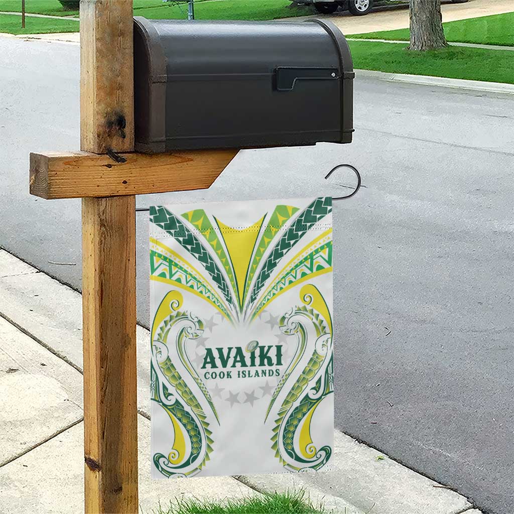 Rugby Cook Islands Avaiki Garden Flag White Kuki Airani Tribal Maori Inspired - Polynesian Pride