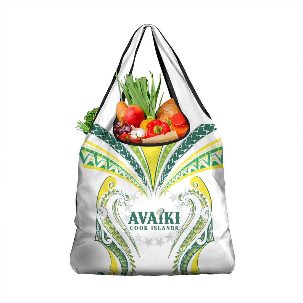 Rugby Cook Islands Avaiki Grocery Bag White Kuki Airani Tribal Maori Inspired - Polynesian Pride