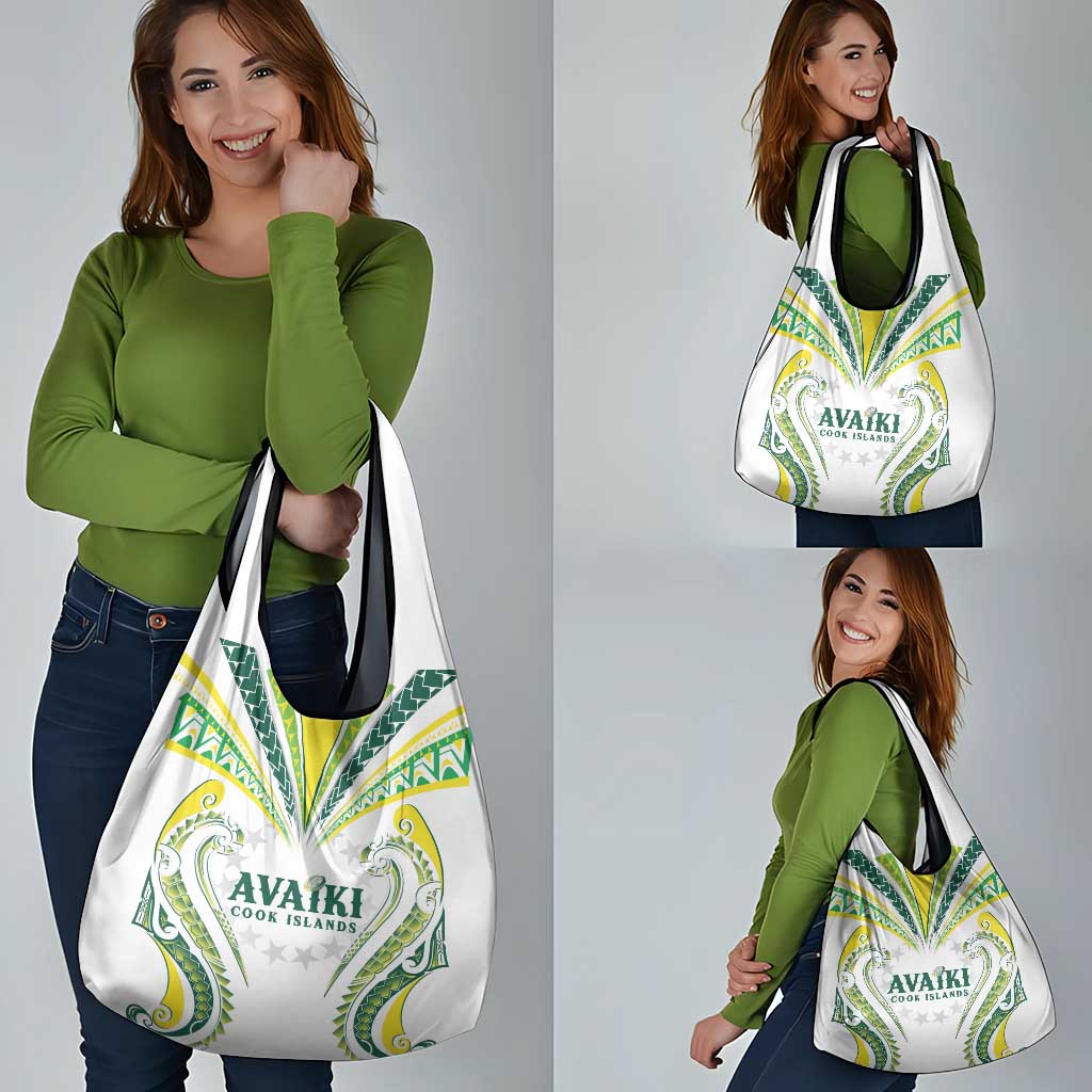 Rugby Cook Islands Avaiki Grocery Bag White Kuki Airani Tribal Maori Inspired - Polynesian Pride