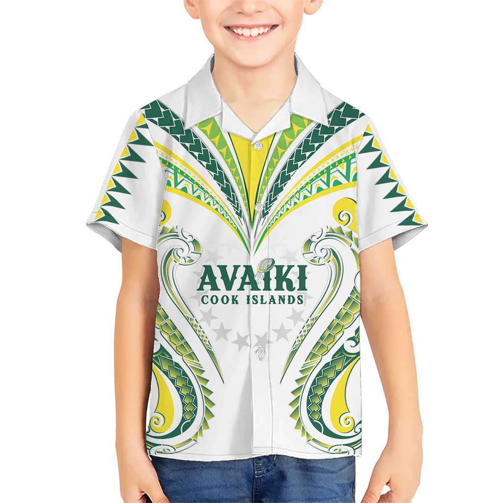 Custom Rugby Cook Islands Avaiki Hawaiian Shirt White Kuki Airani Tribal Maori Inspired - Polynesian Pride