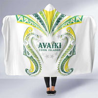 Rugby Cook Islands Avaiki Hooded Blanket White Kuki Airani Tribal Maori Inspired - Polynesian Pride