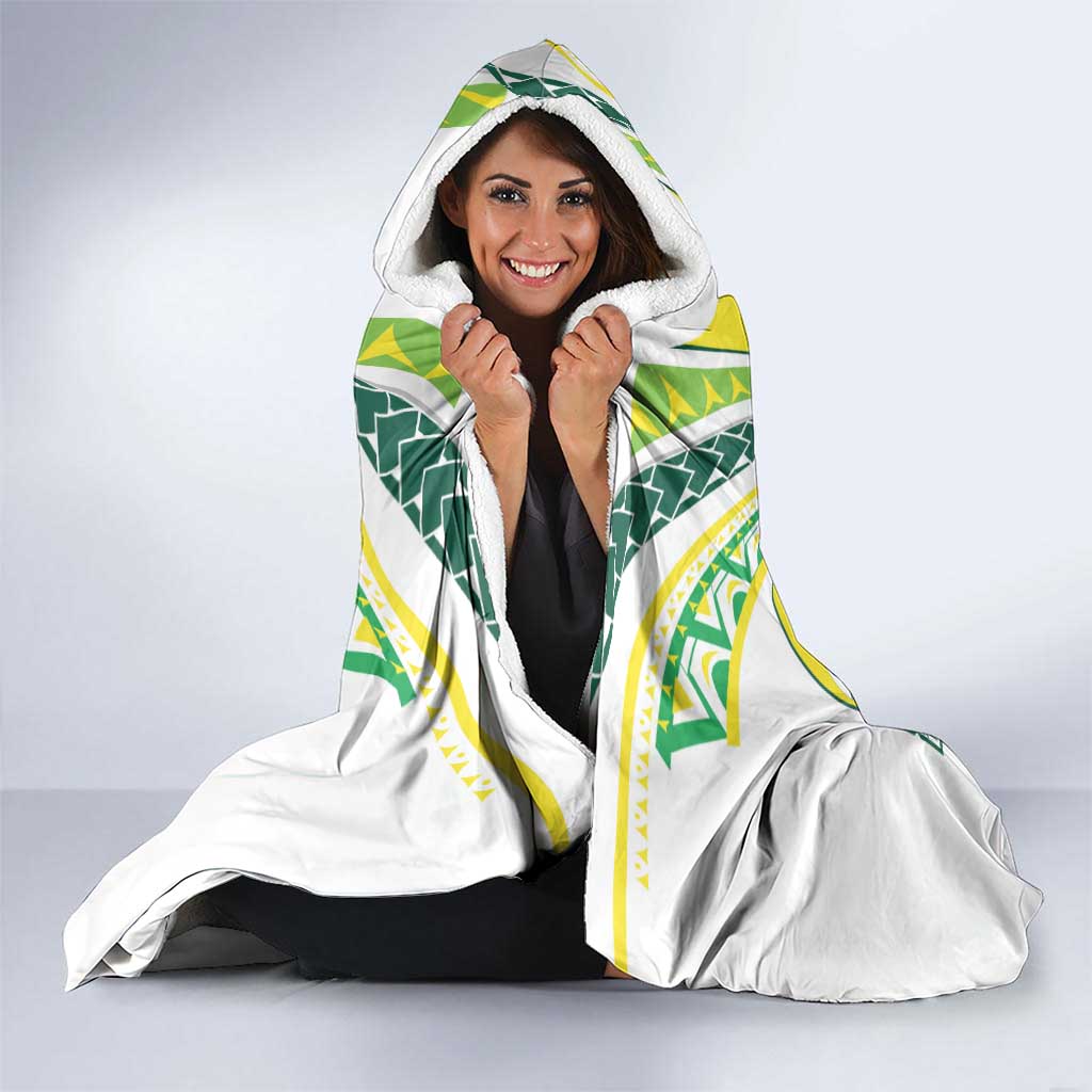 Rugby Cook Islands Avaiki Hooded Blanket White Kuki Airani Tribal Maori Inspired - Polynesian Pride
