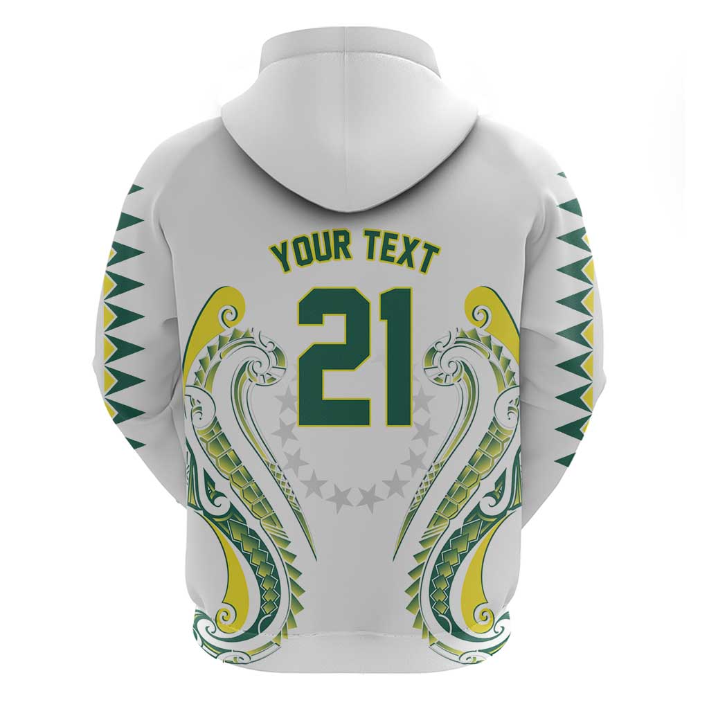Custom Rugby Cook Islands Avaiki Hoodie White Kuki Airani Tribal Maori Inspired - Polynesian Pride