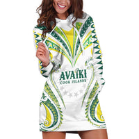 Custom Rugby Cook Islands Avaiki Hoodie Dress White Kuki Airani Tribal Maori Inspired - Polynesian Pride