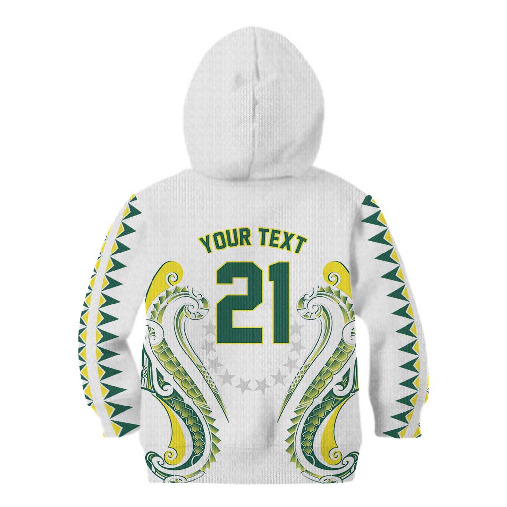 Custom Rugby Cook Islands Avaiki Kid Hoodie White Kuki Airani Tribal Maori Inspired - Polynesian Pride