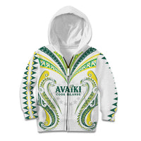 Custom Rugby Cook Islands Avaiki Kid Hoodie White Kuki Airani Tribal Maori Inspired - Polynesian Pride