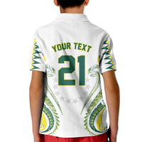 Custom Rugby Cook Islands Avaiki Kid Polo Shirt White Kuki Airani Tribal Maori Inspired - Polynesian Pride