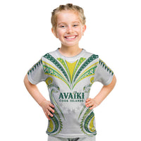 Custom Rugby Cook Islands Avaiki Kid T Shirt White Kuki Airani Tribal Maori Inspired - Polynesian Pride