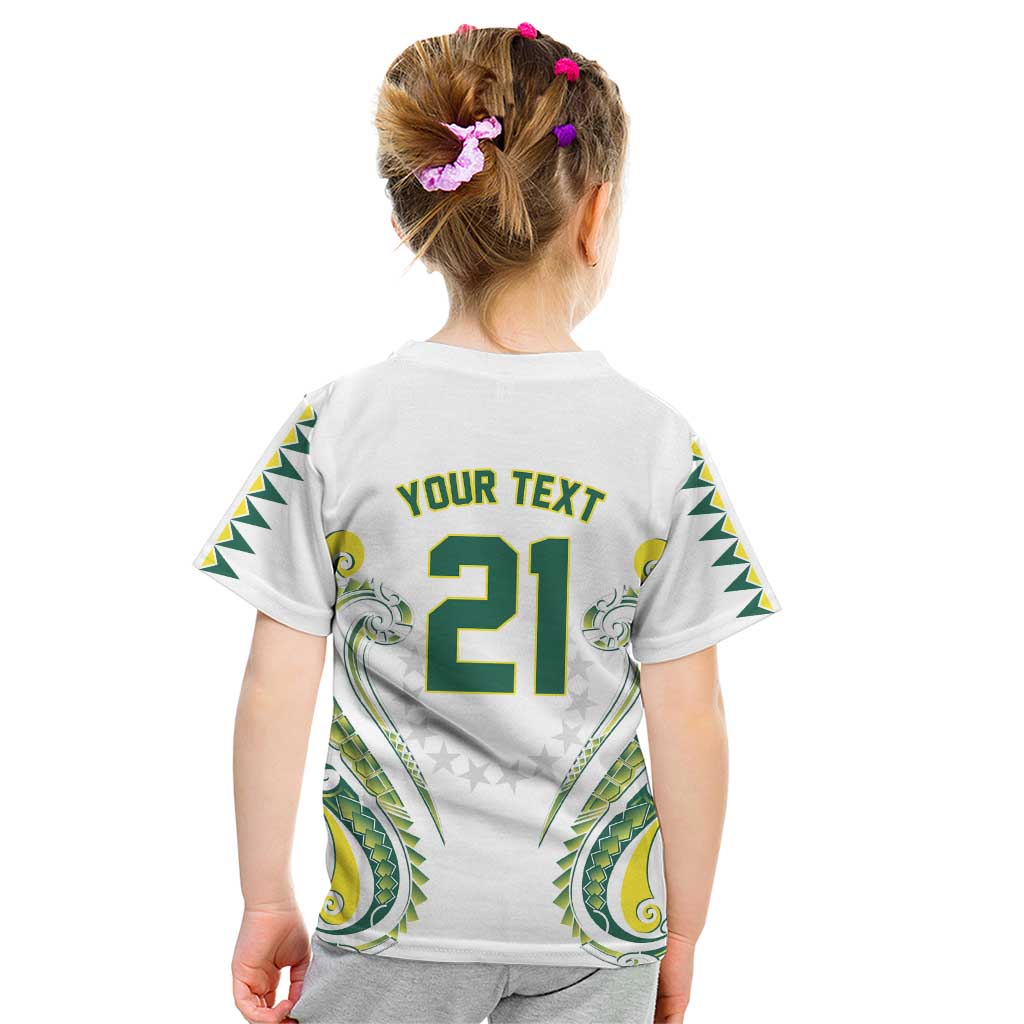 Custom Rugby Cook Islands Avaiki Kid T Shirt White Kuki Airani Tribal Maori Inspired - Polynesian Pride