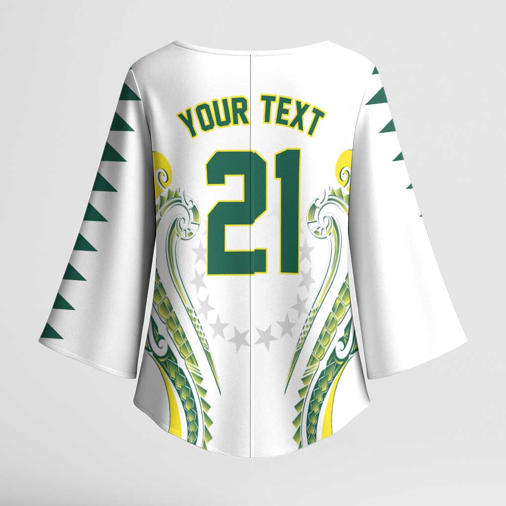 Custom Rugby Cook Islands Avaiki Kimono Sleeve Blouse White Kuki Airani Tribal Maori Inspired - Polynesian Pride