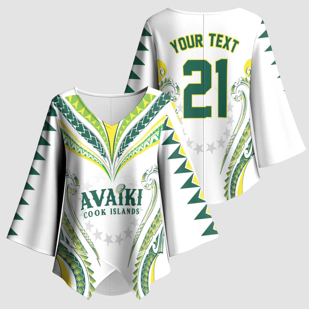 Custom Rugby Cook Islands Avaiki Kimono Sleeve Blouse White Kuki Airani Tribal Maori Inspired - Polynesian Pride